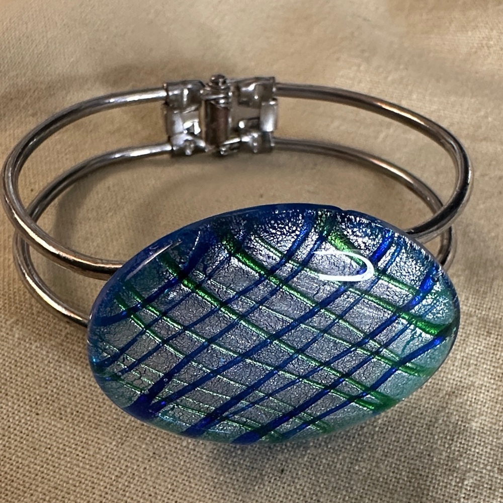 Vintage Blue and Green Glass Bracelet